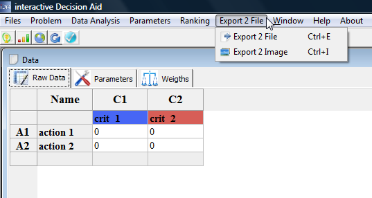 Export menu.