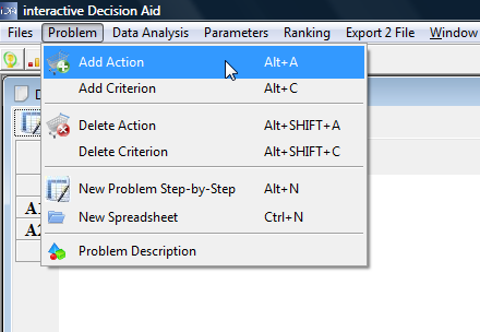 Menu: Problem --> Add Action Menu: Problem --> Add Action