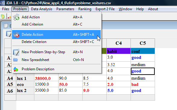 Delete an action: Menu Problem --> Delete action Delete an action: Menu Problem --> Delete action