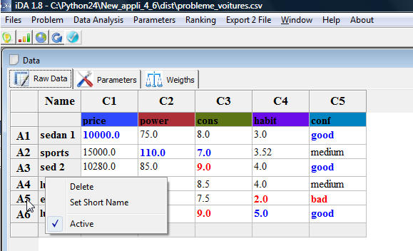 Delete an action: click right with your mouse on the cell in the first column of your action. Delete an action: click right with your mouse on the cell in the first column of your action.