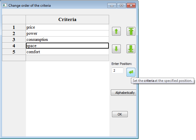 How to change the order of your criteria ?