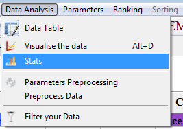 Launching the statistics function